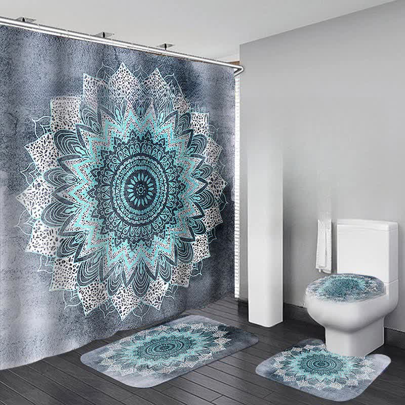 Ensemble de tapis de douche imperméables à imprimé bohème