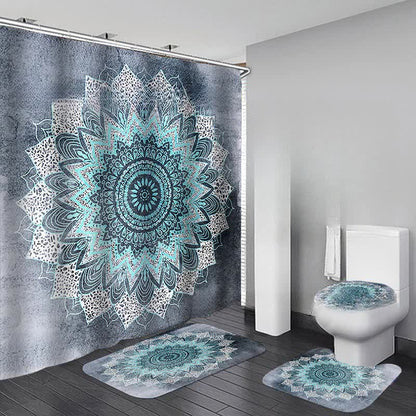 Ensemble de tapis de douche imperméables à imprimé bohème
