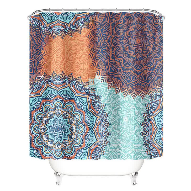 Ensemble de tapis de douche imperméables à imprimé bohème