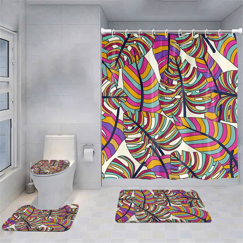 Ensemble de tapis de douche imperméables avec fleurs fraîches