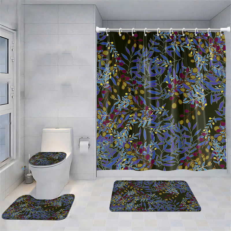 Ensemble de tapis de douche imperméables avec fleurs fraîches