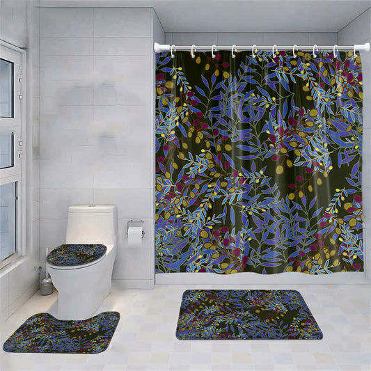 Ensemble de tapis de douche imperméables avec fleurs fraîches