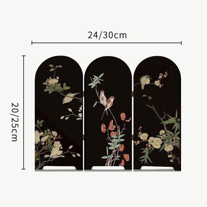 Paravent de bureau à motif floral et oiseau