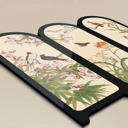 Paravent de bureau à motif floral et oiseau