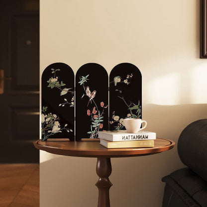 Paravent de bureau à motif floral et oiseau