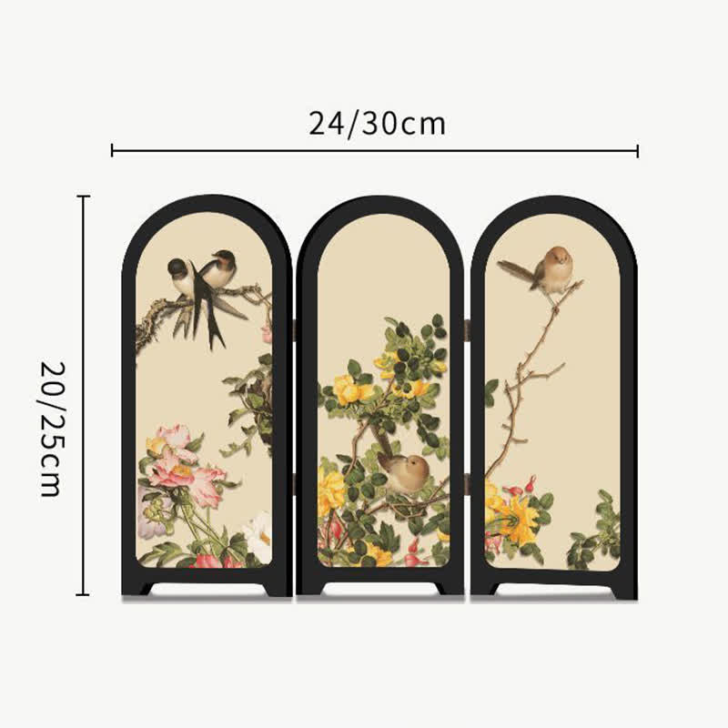 Paravent de bureau à motif floral et oiseau