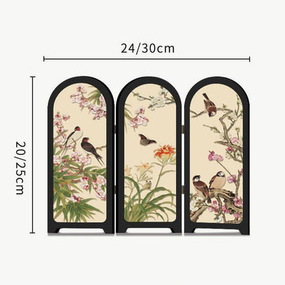 Paravent de bureau à motif floral et oiseau