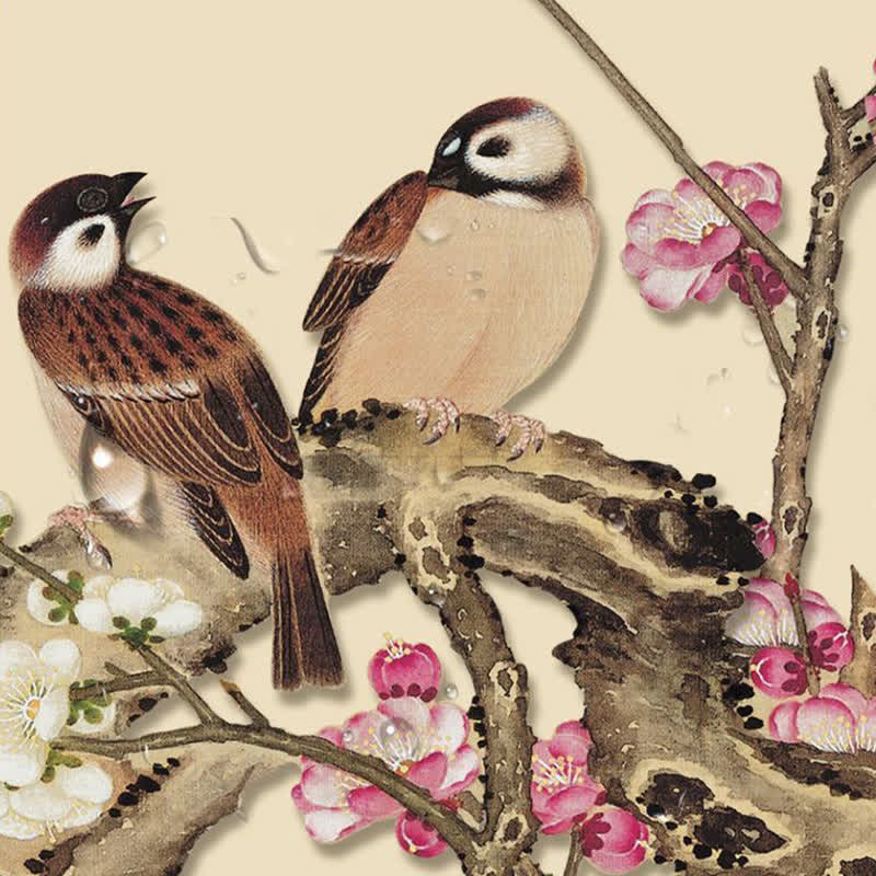 Paravent de bureau à motif floral et oiseau