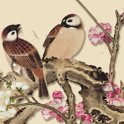 Paravent de bureau à motif floral et oiseau