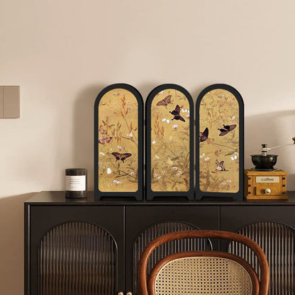 Paravent de bureau à motif floral et oiseau
