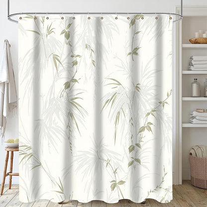 Rideau de douche imperméable à motif de feuilles de plantes