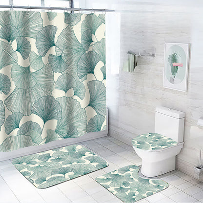 Rideau de douche imperméable à motif de feuilles de plantes
