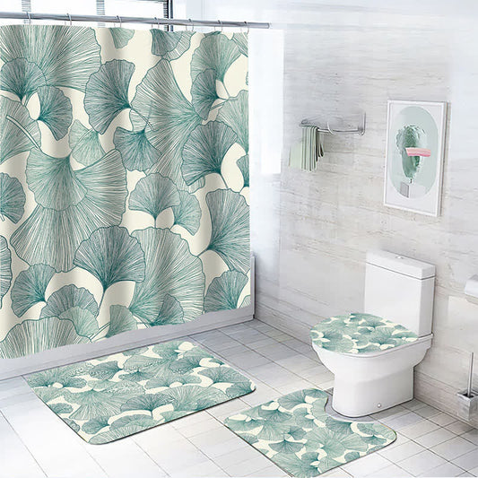 Rideau de douche imperméable à motif de feuilles de plantes