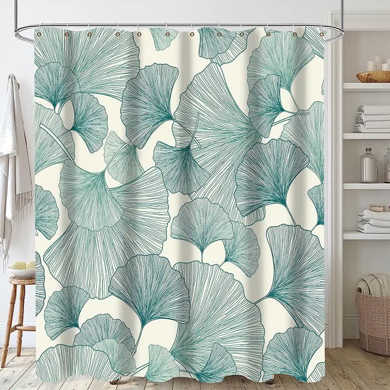Rideau de douche imperméable à motif de feuilles de plantes
