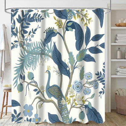 Rideau de douche imperméable à motif de feuilles de plantes