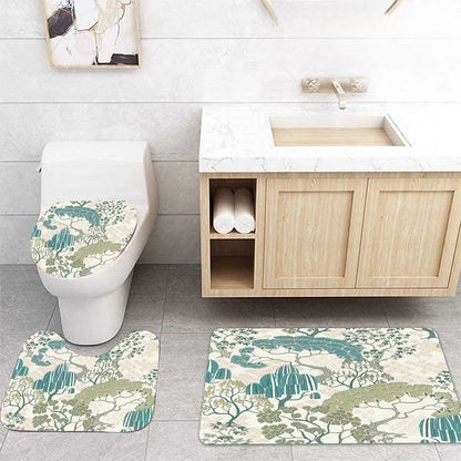 Rideau de douche imperméable à motif de feuilles de plantes