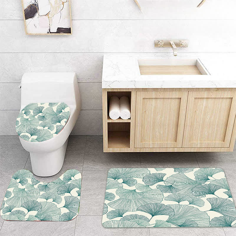 Rideau de douche imperméable à motif de feuilles de plantes