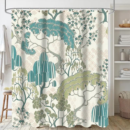 Rideau de douche imperméable à motif de feuilles de plantes