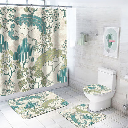 Rideau de douche imperméable à motif de feuilles de plantes