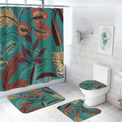 Rideau de douche imperméable à motif de feuilles de plantes