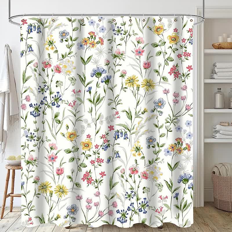 Rideau de douche imperméable à motif de feuilles de plantes