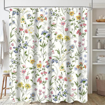 Rideau de douche imperméable à motif de feuilles de plantes