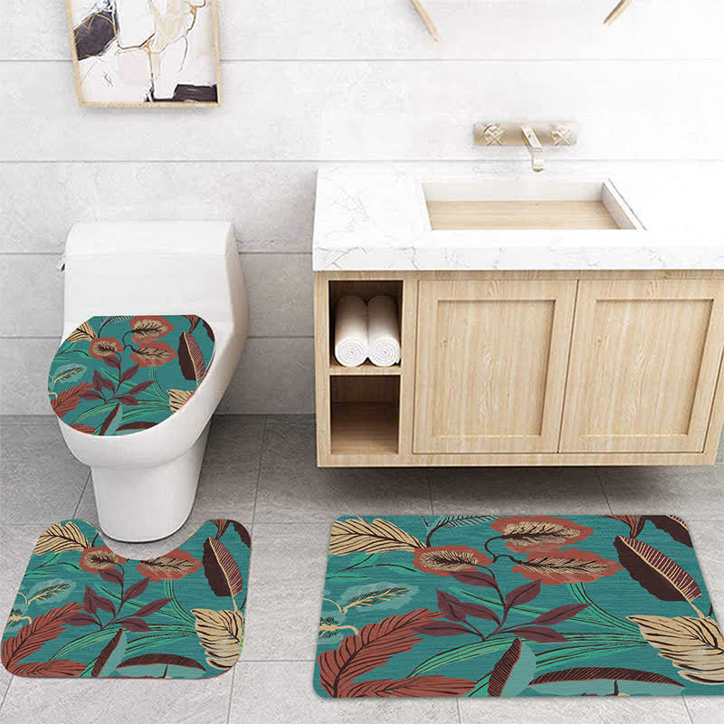 Rideau de douche imperméable à motif de feuilles de plantes