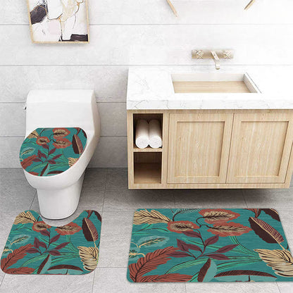Rideau de douche imperméable à motif de feuilles de plantes