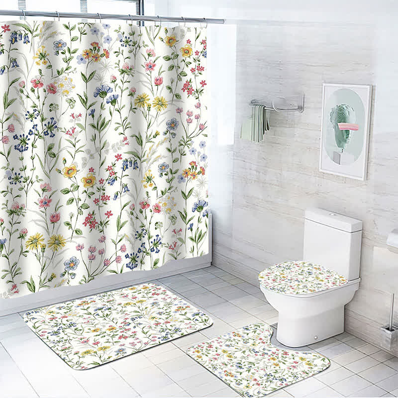 Rideau de douche imperméable à motif de feuilles de plantes