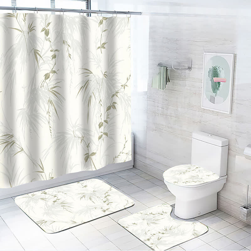 Rideau de douche imperméable à motif de feuilles de plantes