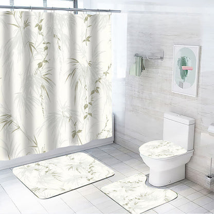 Rideau de douche imperméable à motif de feuilles de plantes
