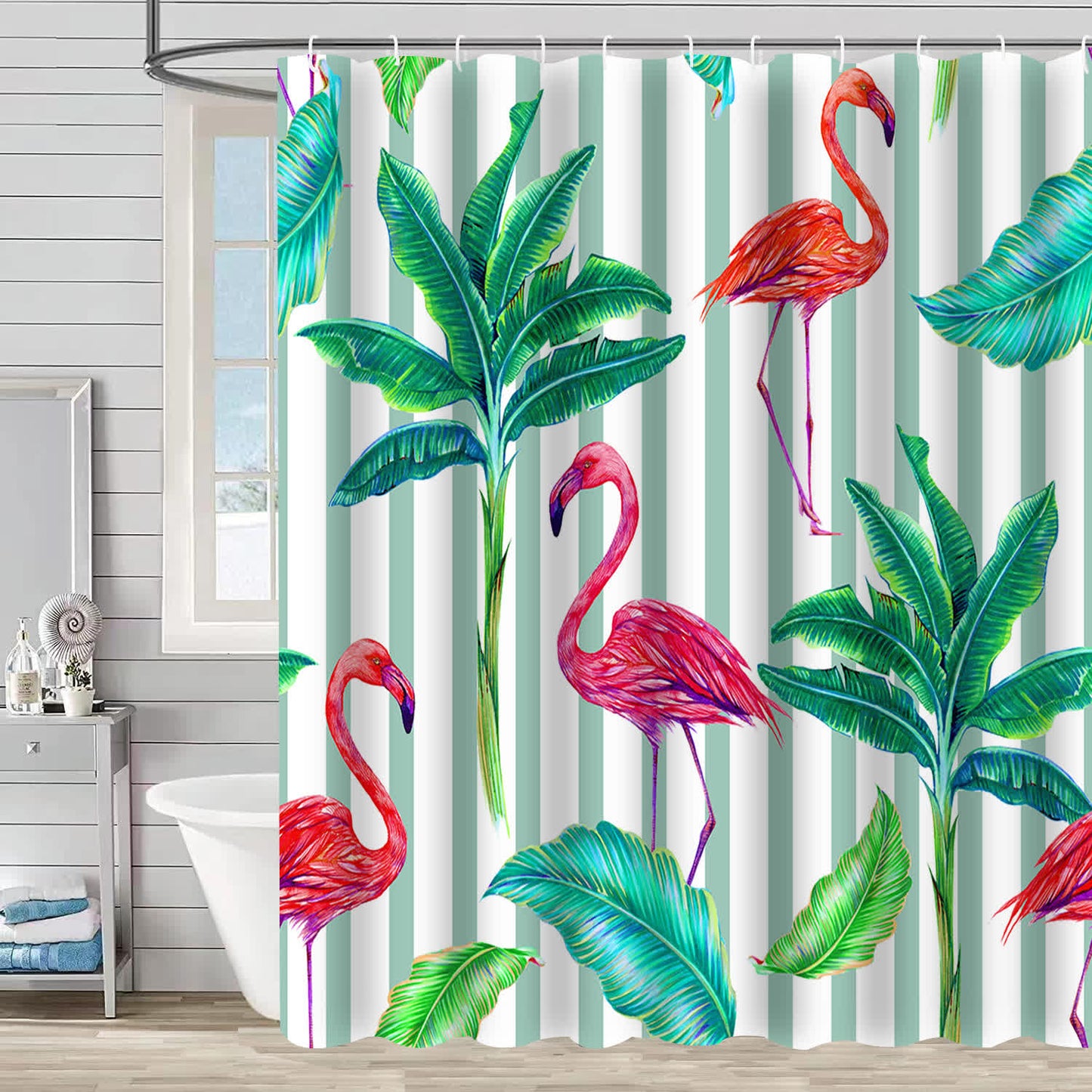 Rideau de douche décoratif imperméable Flamingo