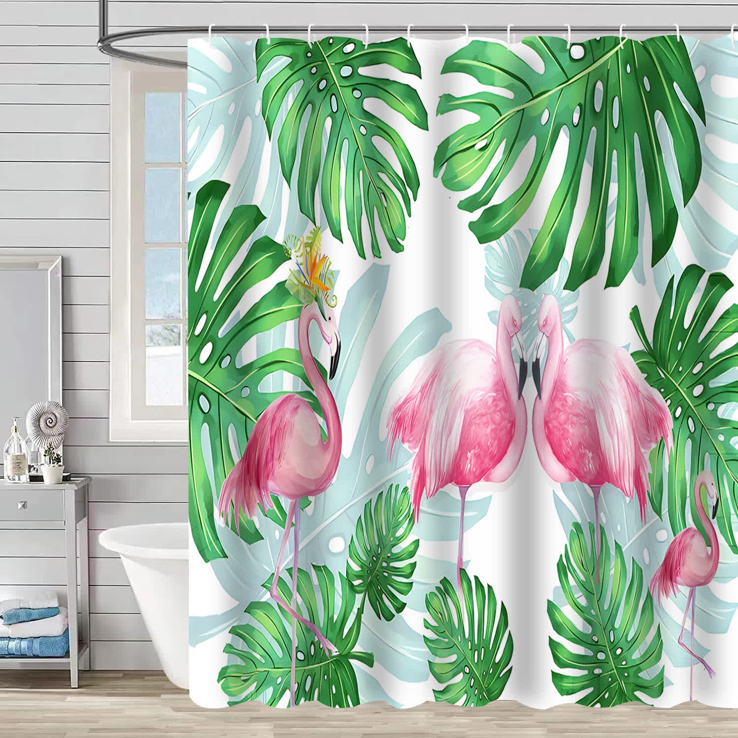 Rideau de douche décoratif imperméable Flamingo