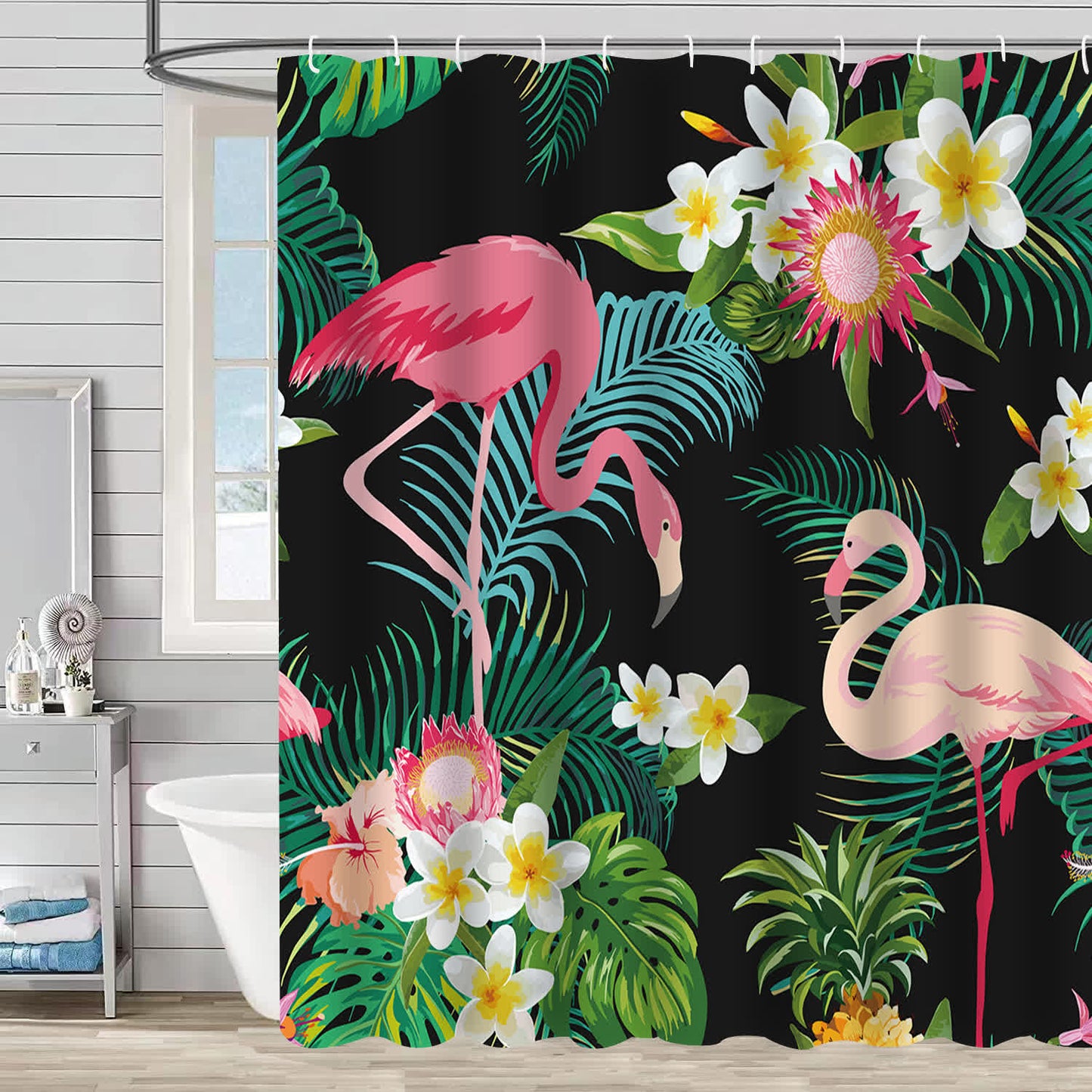 Rideau de douche décoratif imperméable Flamingo