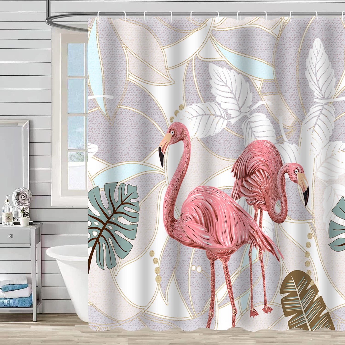 Rideau de douche décoratif imperméable Flamingo