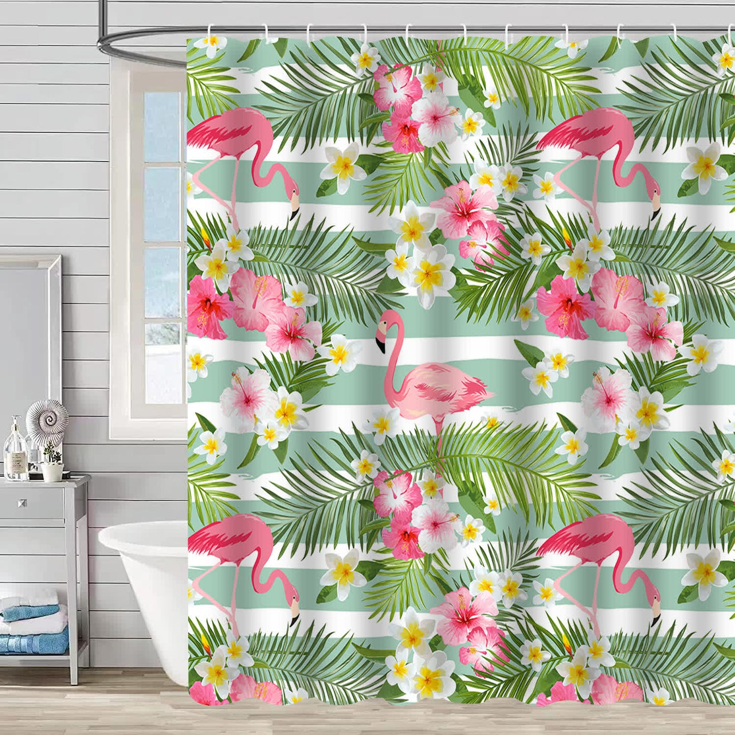 Rideau de douche décoratif imperméable Flamingo