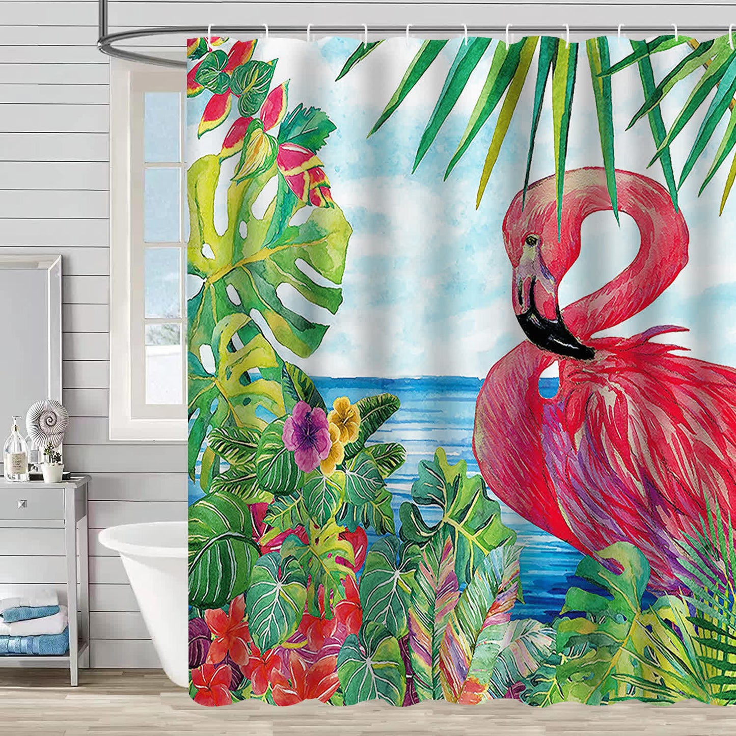 Rideau de douche décoratif imperméable Flamingo