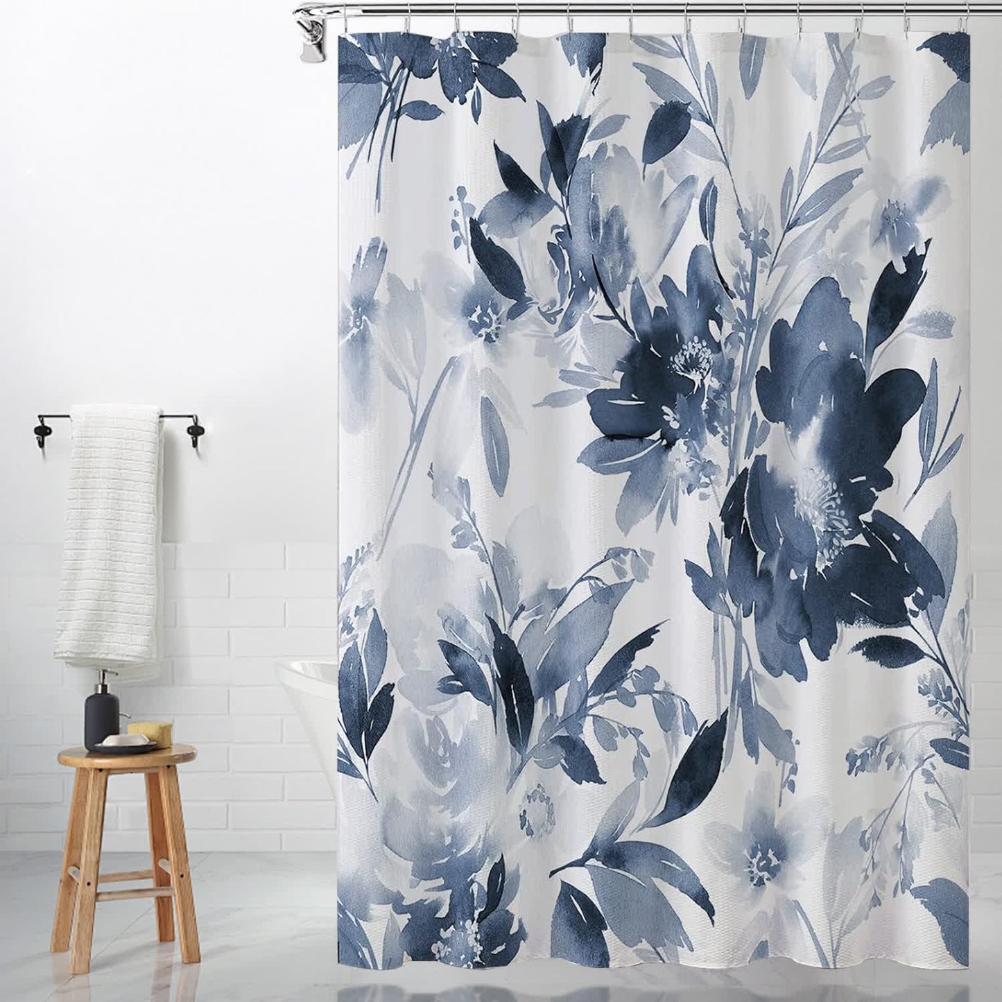 Rideau de douche décoratif imperméable à motif floral élégant