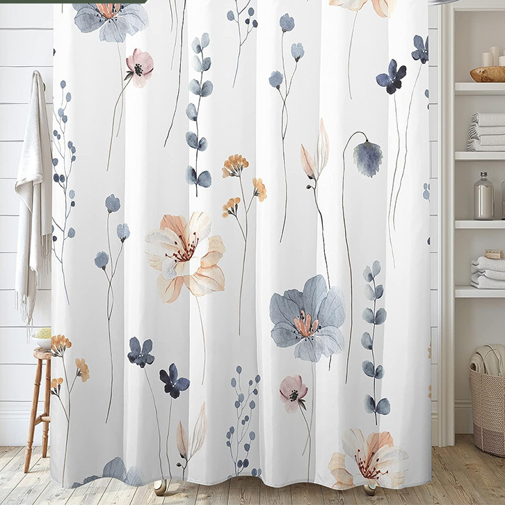 Rideau de douche décoratif imperméable à motif floral élégant