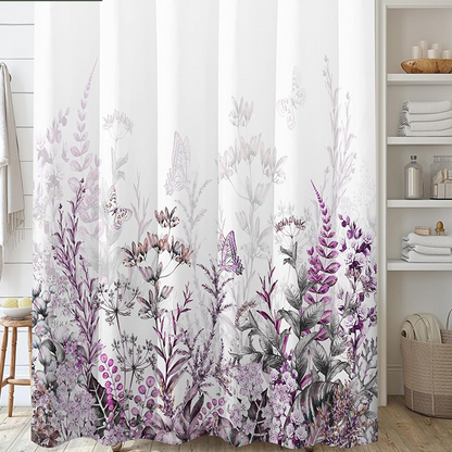 Rideau de douche décoratif imperméable à motif floral élégant