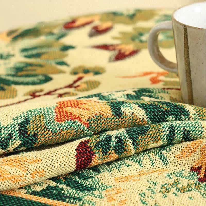 Nappe Jacquard Vintage Gerbera Bleu Tournesol