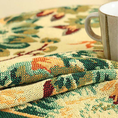 Nappe Jacquard Vintage Gerbera Bleu Tournesol