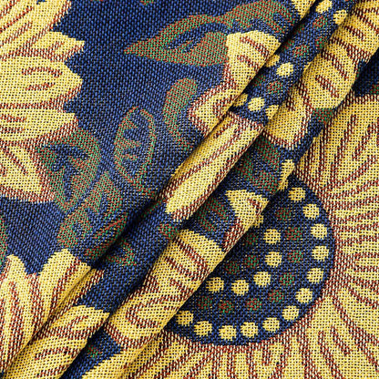 Nappe Jacquard Vintage Gerbera Bleu Tournesol