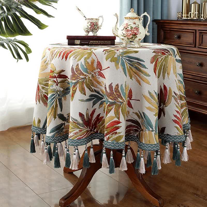 Nappe élégante à motif floral en jacquard chenille