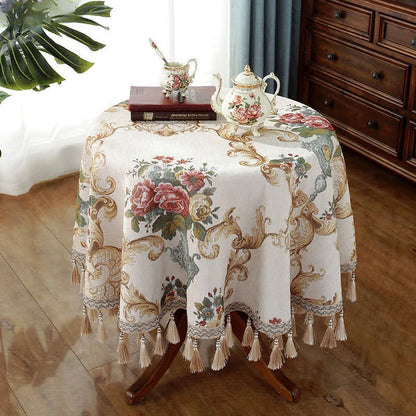 Nappe élégante à motif floral en jacquard chenille