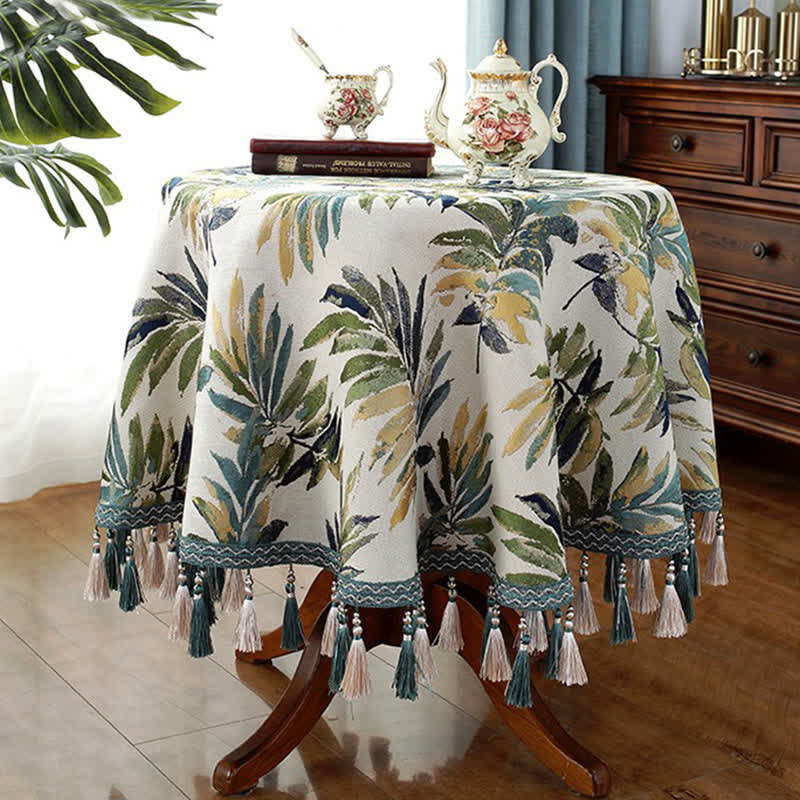 Nappe élégante à motif floral en jacquard chenille