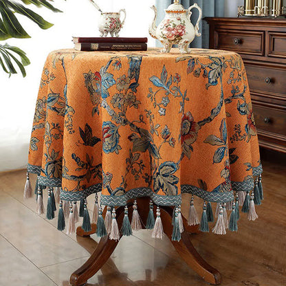 Nappe élégante à motif floral en jacquard chenille