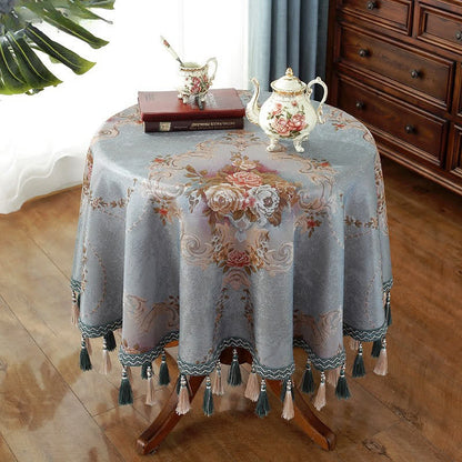 Nappe élégante à motif floral en jacquard chenille