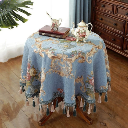 Nappe élégante à motif floral en jacquard chenille