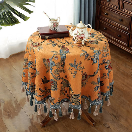 Nappe élégante à motif floral en jacquard chenille